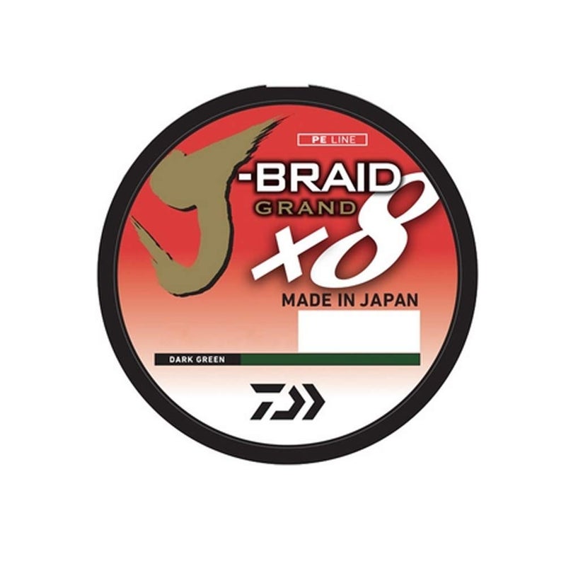 دايوا، خط جديلة J-Braid x8 Grand، 150 ياردة، 40 رطل مختبر، .013" قطر، أخضر داكن (JBGD8U40-150DG)